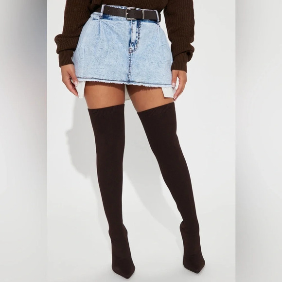 FASHION NOVA Cool Girl Micro Mini Skirt in Light Blue Wash - Picture 1 of 8